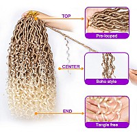 Zrq 8 Packs Ombre Goddess Locs Crochet Hair 14 Inch Curly Faux Locs Crochet Braids 27613 Boho Locs Pre Looped Bohemian Locs For