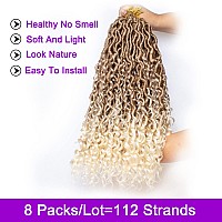 Zrq 8 Packs Ombre Goddess Locs Crochet Hair 14 Inch Curly Faux Locs Crochet Braids 27613 Boho Locs Pre Looped Bohemian Locs For