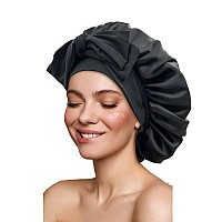 Satin Bonnet Silk Bonnet Hair Bonnet For Sleeping Large Bonnets With Tie Band Hair Wrap With Adjustable Straps Hair Cap Night Sl