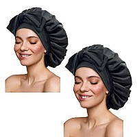 Satin Bonnet Silk Bonnet Hair Bonnet For Sleeping Large Bonnets With Tie Band Hair Wrap With Adjustable Straps Hair Cap Night Sl