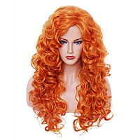 Rugelyss Long Wavy Wigs 28 Inches Orange Red Synthetic Kinky Curly Hair Wig For Women