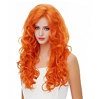 Rugelyss Long Wavy Wigs 28 Inches Orange Red Synthetic Kinky Curly Hair Wig For Women