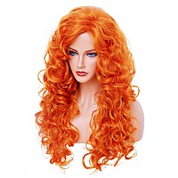 Rugelyss Long Wavy Wigs 28 Inches Orange Red Synthetic Kinky Curly Hair Wig For Women