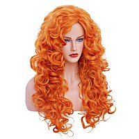 Rugelyss Long Wavy Wigs 28 Inches Orange Red Synthetic Kinky Curly Hair Wig For Women