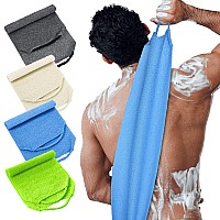 Exfoliating Back Scrubber With Handles 4 Packs Nylon Back Exfoliator Extended Length Back Washers Scrubbers Stretchable Pull Str