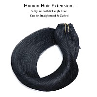 Clip in Hair Extensions Real Human Hair, Jet Black Hair Extensions Clip ins, 7 Pieces 70G Real Hair Extensions Clip in Human Hair Double Wefts 12 Inch