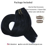 Clip in Hair Extensions Real Human Hair, Jet Black Hair Extensions Clip ins, 7 Pieces 70G Real Hair Extensions Clip in Human Hair Double Wefts 12 Inch