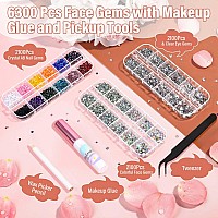 6300Pcs Face Gems With Rhinestones Face Glue For Sfx Makeup Eye Gems Flat Back Rhinestones Hair Crystal Makeup Gems With Skin G