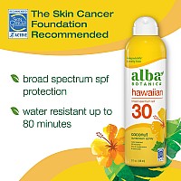 Alba Botanica Sunscreen Spray For Face And Body Broad Spectrum Spf 30 Sunscreen Hawaiian Coconut Water Resistant And Biodegra