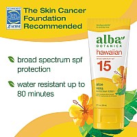 Alba Botanica Sunscreen For Face And Body Hawaiian Aloe Vera Sunscreen Lotion Broad Spectrum Spf 15 Sunscreen Water Resistant