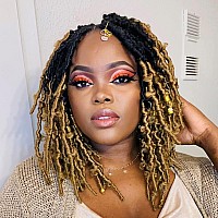 Toyotress Butterfly Locs Crochet Hair 14 Inch Ombre Blonde Pretwisted Distressed Crochet Braids Short Bob Faux Locs Preloop