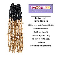 Toyotress Butterfly Locs Crochet Hair 14 Inch Ombre Blonde Pretwisted Distressed Crochet Braids Short Bob Faux Locs Preloop