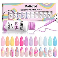 Rarjsm Gel Liner Nail Art 12 Colors Set Pink Purple White Green Yellow Blue Gel Art Liners For Nails 5Ml Summer Shades Striping