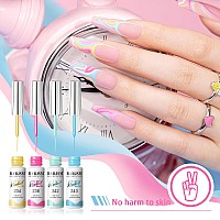 Rarjsm Gel Liner Nail Art 12 Colors Set Pink Purple White Green Yellow Blue Gel Art Liners For Nails 5Ml Summer Shades Striping