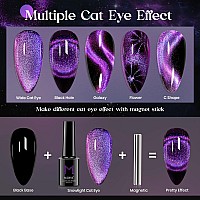 Mizhse 9D Cat Eye Gel Nail Polish 10Ml Holographic Galaxy Cateye Magnetic Nail Polish Gel Magic Chameleon Manicure Setpurple