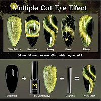 Mizhse 9D Cat Eye Gel Nail Polish 10Ml Holographic Galaxy Cateye Magnetic Nail Polish Gel Magic Chameleon Manicure Setyellow