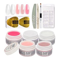 Xd Poly Gel Nail Kit Natural Clear 5 Colors Poly Nail Gel Kit Nail Extension Builder Nail Gel With Nail Forms Dual Forms Gel B