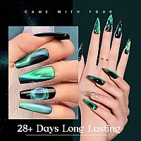 Mizhse 9D Cat Eye Gel Nail Polish 10Ml Holographic Galaxy Cateye Magnetic Nail Polish Gel Magic Chameleon Manicure Setgreenb