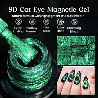 Mizhse 9D Cat Eye Gel Nail Polish 10Ml Holographic Galaxy Cateye Magnetic Nail Polish Gel Magic Chameleon Manicure Setgreenb