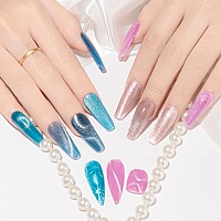 Mizhse Crystal Cat Eye Gel Polish Magnetic Nail Polish 7Ml Autumn Red Silver Blue Diamond Jelly Magnet Cateye Gel For Nail Art