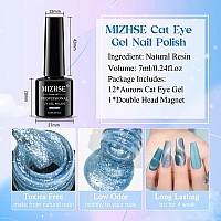 Mizhse Crystal Cat Eye Gel Polish Magnetic Nail Polish 7Ml Autumn Red Silver Blue Diamond Jelly Magnet Cateye Gel For Nail Art