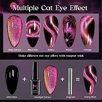 Mizhse 9D Cat Eye Gel Nail Polish 10Ml Holographic Galaxy Cateye Magnetic Nail Polish Gel Magic Chameleon Manicure Setpink