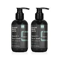 Every Man Jack Beard + Face Wash - Subtle Sea Salt Fragrance - Deep Cleans, Conditions, and Softens Your Beard and Skin Underneath - Naturally Derived with Coconut Oil, Glycerin, and Coconut - 6.7-ounce Twin Pack