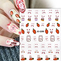 Rabbit Nail Art Stickers Cartoon Rabbits Nail Selfadhesive Sticker Design Holographic Cute Rabbit Nail Art Decals Supplies Fo