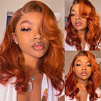 Ginger Lace Front Wigs Human Hair Pre Plucked 13X4 Body Wave Colored Human Hair Wigs For Black Women Hd Transparent Glueless Ora