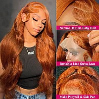 Ginger Lace Front Wigs Human Hair Pre Plucked 13X4 Body Wave Colored Human Hair Wigs For Black Women Hd Transparent Glueless Ora