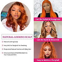 Ginger Lace Front Wigs Human Hair Pre Plucked 13X4 Body Wave Colored Human Hair Wigs For Black Women Hd Transparent Glueless Ora