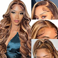 Honey Blonde Highlight 427 Ombre Lace Front Wigs Human Hair Body Wave 13X4 Hd Lace Frontal Glueless Ombre Colored Wigs Pre Pluc