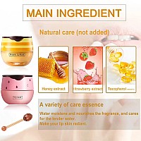 Bee Lip Balm Honey Pot 4 Pcs Strawberry Honey Lip Masks Hydrating Prevention Dry And Cracked Lip Scrubs Exfoliator Lip Sleep