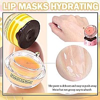 Bee Lip Balm Honey Pot 4 Pcs Strawberry Honey Lip Masks Hydrating Prevention Dry And Cracked Lip Scrubs Exfoliator Lip Sleep