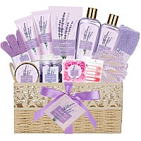 Luxury Bath Body Set For Women Lavender Honey Large Spa Basket 20Pcs Luxurious Bath Spa Kit For Women Mother Day Gifts Perf