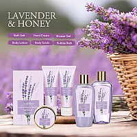 Luxury Bath Body Set For Women Lavender Honey Large Spa Basket 20Pcs Luxurious Bath Spa Kit For Women Mother Day Gifts Perf