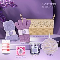 Luxury Bath Body Set For Women Lavender Honey Large Spa Basket 20Pcs Luxurious Bath Spa Kit For Women Mother Day Gifts Perf