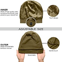 Caplord Silk Satin Bonnet Hair Cover Sleep Cap For Sleeping Beanie Hat Adjustable Stay On Headwear Lined Natural Nurse Cap For W