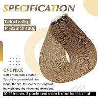 Full Shine Weft Hair Extensions Human Hair 20 Inch Sew In Hair Extensions Real Human Hair Golden Brown Fading To Medium Blonde H