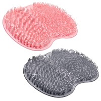 2Pack Shower Foot Scrubber Mat Back Washer Back Exfoliating Bath Wash Pad Wall Mounted Slip Suction Cups Foot Scrubber For Use I