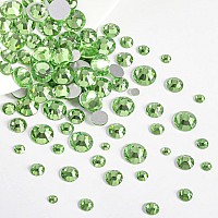 Beadsland Rhinestones for Makeup,8 sizes 2500pcs Light Green Flatback Rhinestones Face Gems for Nails Crafts with Tweezers and Wax Pencil,Peridot,SS4-SS30