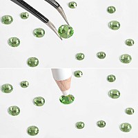 Beadsland Rhinestones for Makeup,8 sizes 2500pcs Light Green Flatback Rhinestones Face Gems for Nails Crafts with Tweezers and Wax Pencil,Peridot,SS4-SS30