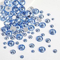 Beadsland Rhinestones For Makeup 8 Sizes 2500Pcs Light Blue Flatback Rhinestones Eye Gems For Nails Crafts With Tweezers And Wax