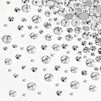 Beadsland Rhinestones for Makeup,8 Sizes 2500pcs Silver Flatback Rhinestones Eye Gems for Nails Crafts with Tweezers and Wax Pencil,Silver Hematite,SS4-SS30