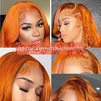 20 Inch Ginger Orange Lace Front Wigs Human Hair Body Wave 13X4 Hd Lace Frontal Human Hair Colored Wigs 150 Density Pre Plucked