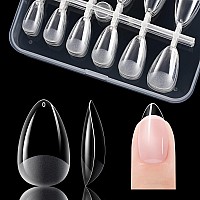 Gelike Ec Short Almond False Nail Tip Kit Soft Gel Full Cover Press On Nail Tips Clear Gelly Tips Prebuff Pmma12 Sizes 120P