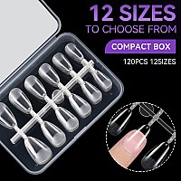 Gelike Ec Short Almond False Nail Tip Kit Soft Gel Full Cover Press On Nail Tips Clear Gelly Tips Prebuff Pmma12 Sizes 120P