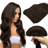 Doores Sew In Hair Extensions Human Hair Natural Weave Bundles Light Dark Brown 14 Inch 100G Remy Human Hair Extensions Full He