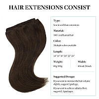 Doores Sew In Hair Extensions Human Hair Natural Weave Bundles Light Dark Brown 14 Inch 100G Remy Human Hair Extensions Full He