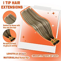 Sunny Itip Human Hair Extensions Brown Balayage Itip Hair Extensions Cool Brown Balayage Light Brown Highlight Blonde Itip Real